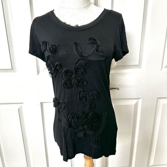 Forever Fashion black floral embellished top - Picture 1 of 9